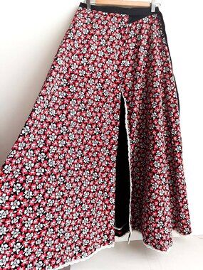 Vintage Handmade Reversible Floral Wrap Midi Skirt S